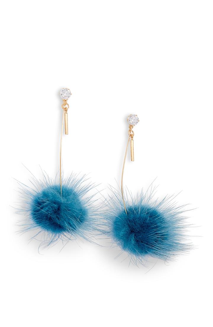 Women's Mad Jewels Coco Faux Fur Pom Drop Earrings