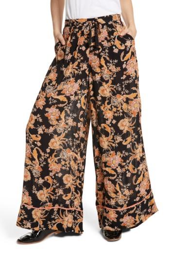 Women's Free People Bali Wildflower Wide Leg Pants - Black