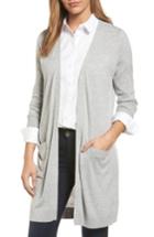 Petite Women's Halogen Long Open Front Cardigan, Size P - Grey