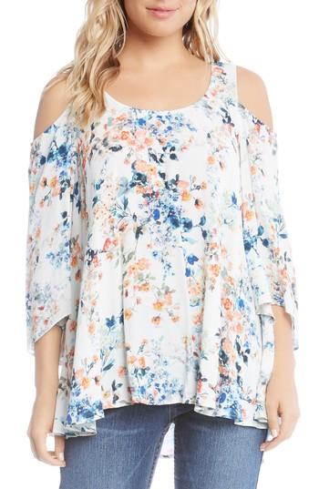Women's Karen Kane Cold Shoulder Floral Top - White