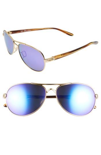 Women's Oakley Tie Breaker 55mm Polarized Sunglasses - Gold/ Violet Iridium P