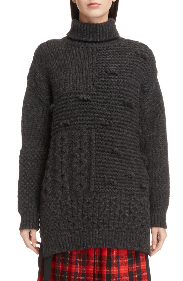 Women's Simone Rocha Patchwork Knit Alpaca Blend Turtleneck Sweater