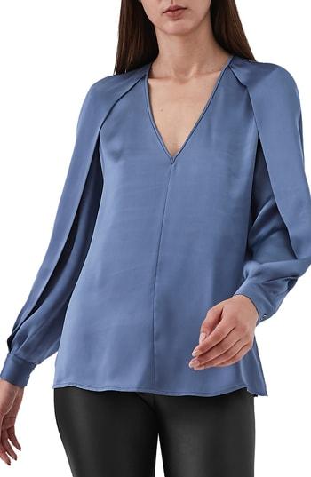 Women's Reiss Cora Satin Blouse Us / 8 Uk - Blue