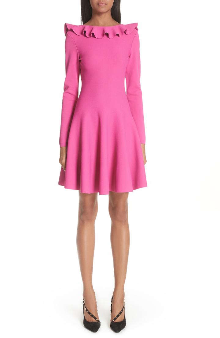 Women's Valentino Ruffle Neck Knit Dress