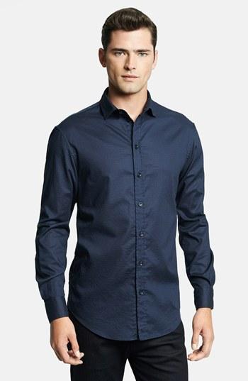 Men's Armani Collezioni Geometric Textured Sport Shirt