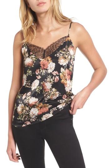 Women's Bp. Floral Lace Trim Camisole, Size - Black