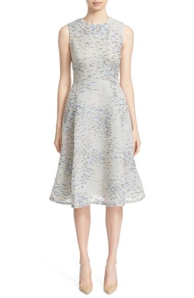 Women's Lela Rose 'juilet Minnow' Metallic Print Fil Coupe Fit & Flare Dress