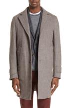 Men's Eleventy Trim Fit Herringbone Wool & Cashmere Coat Us / 48 Eu R - Beige