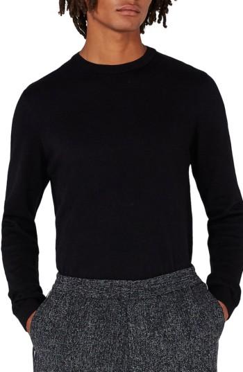 Men's Topman Side Rib Cotton Sweater - Black