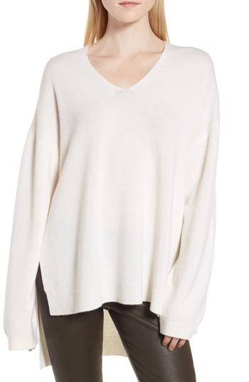 Women's Nordstrom Signature Cashmere High/low Tunic Sweater - Ivory