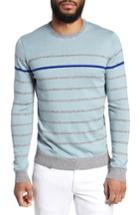 Men's Ted Baker London Britnay Trim Fit Stripe Crewneck Sweater (m) - Blue