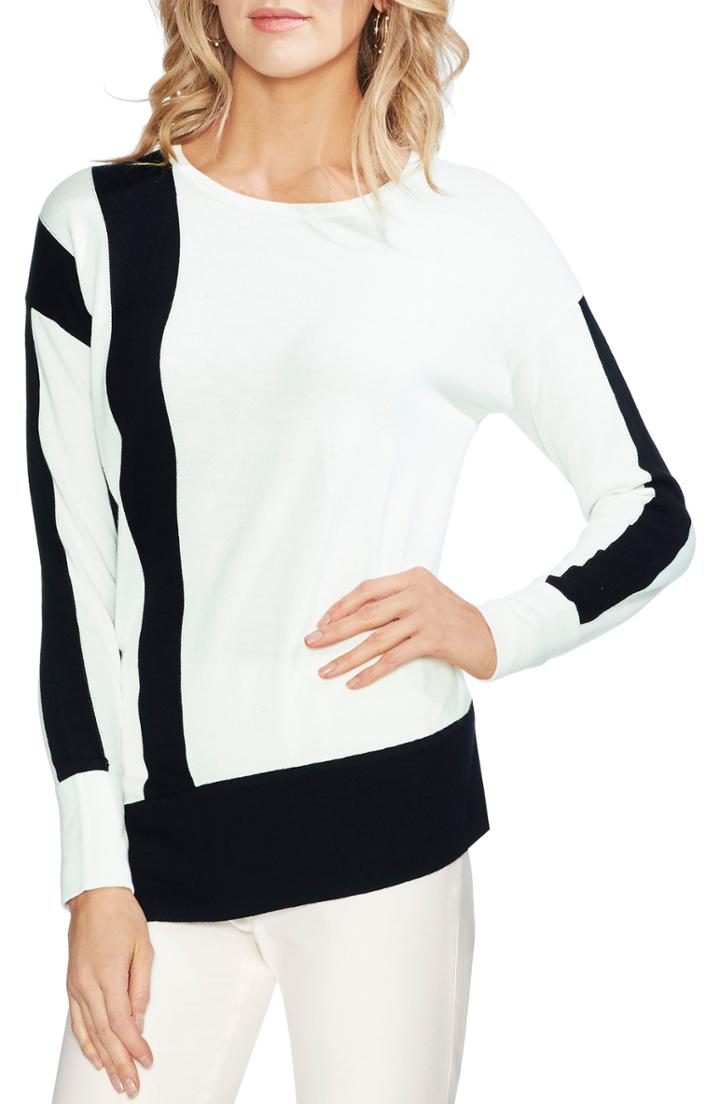 Women's Vince Camuto Colorblock Asymmetrical Hem Top - Ivory