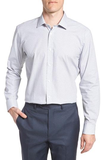 Men's Ted Baker London Rosprim Trim Fit Geometric Dress Shirt .5 - 32/33 - Grey