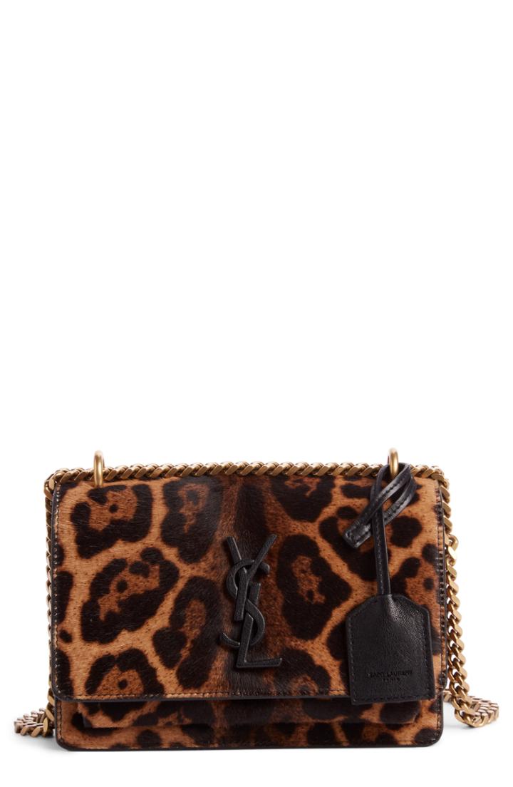 Saint Laurent Small Sunset Genuine Calf Hair Shoulder Bag -