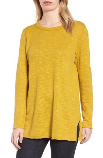 Women's Eileen Fisher Organic Knit Crewneck Tunic Top, Size - Yellow