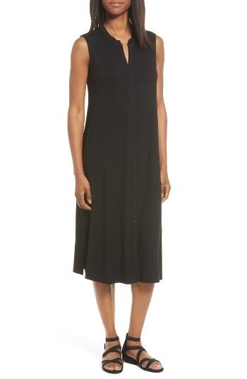 Women's Eileen Fisher Jersey Mandarin Collar Duster Dress - Black