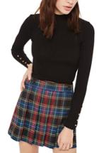 Women's Topshop Button Cuff Sweater Us (fits Like 0) - Black