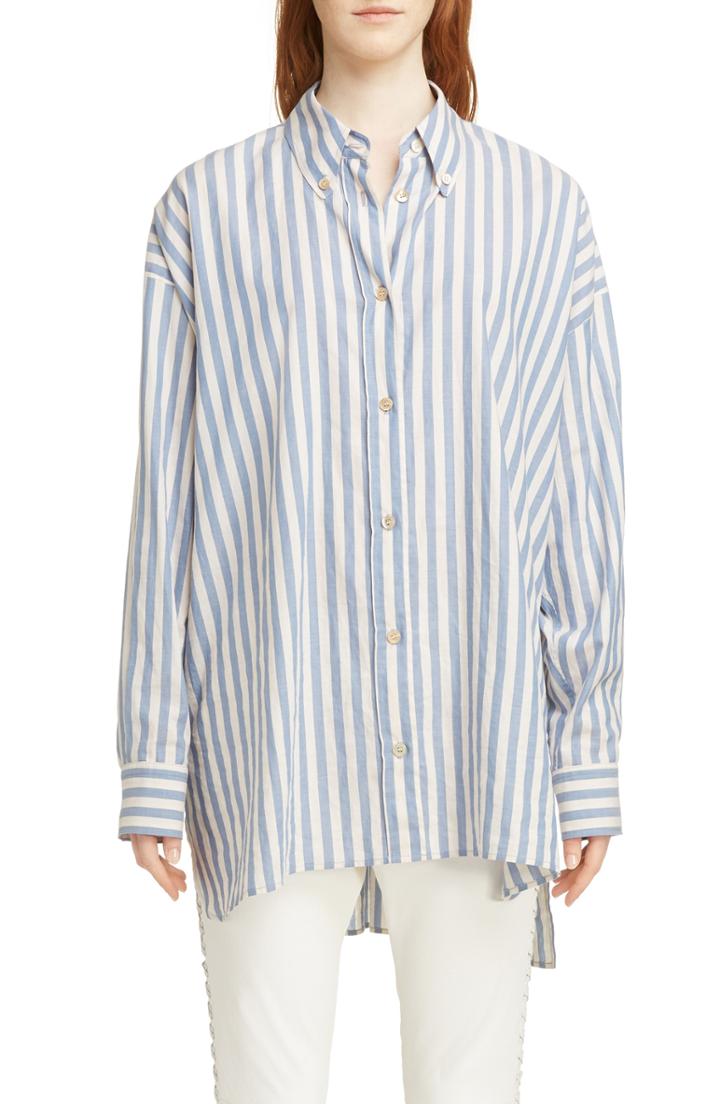 Women's Isabel Marant Maca Oversized Stripe Shirt Us / 38 Fr - Blue