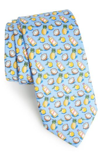 Men's Vineyard Vines Pain Killer Print Silk Tie, Size - Blue