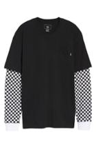 Men's Vans Checker Sleeve T-shirt, Size - Black