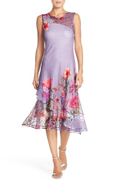 Women's Komarov Floral Chiffon A-line Dress