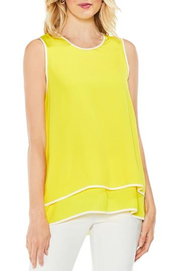 Women's Vince Camuto Double-layer Colorblock Top, Size - Yellow