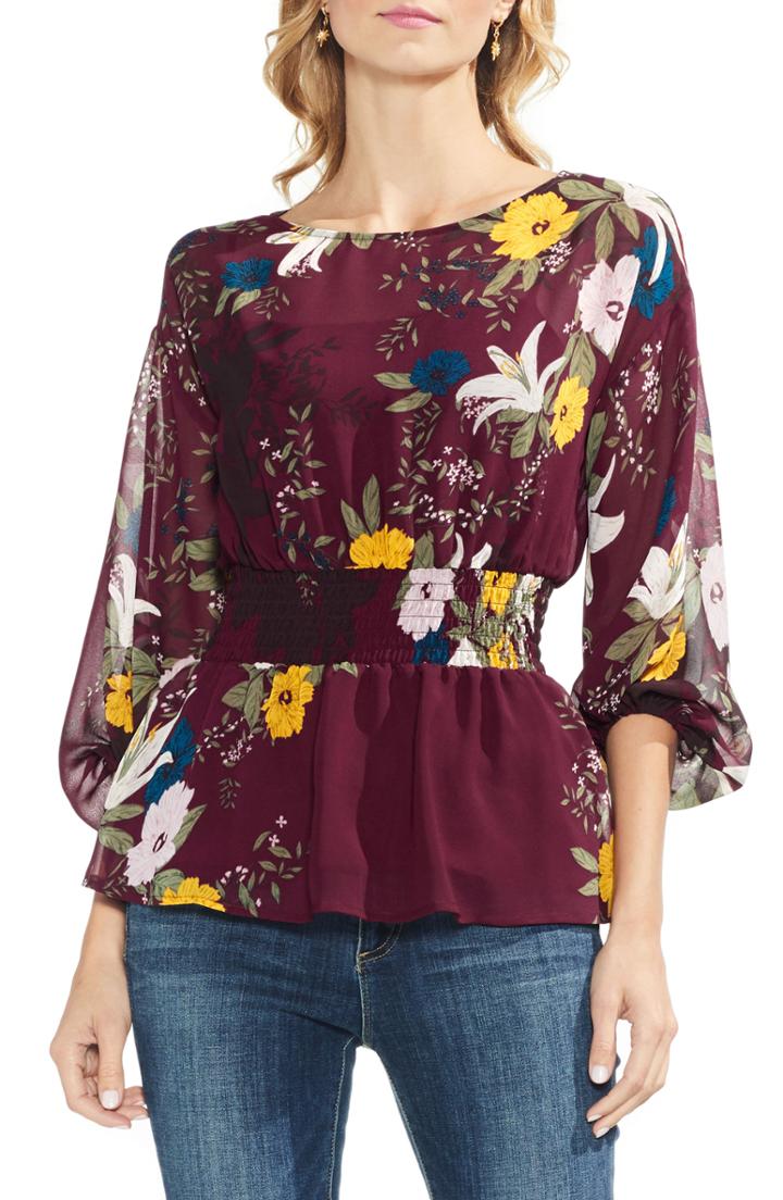 Women's Vince Camuto Delicate Bouquet Ruffle Front Blouse