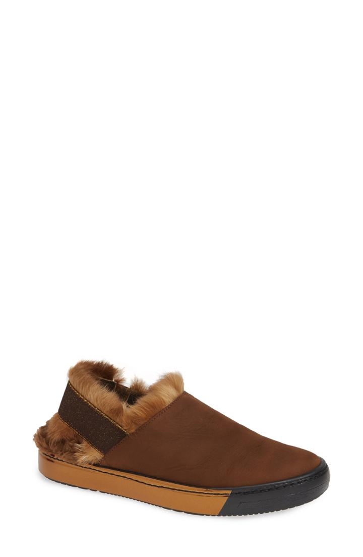 Women's Sesto Meucci Correy Genuine Rabbit Fur Slingback M - Brown