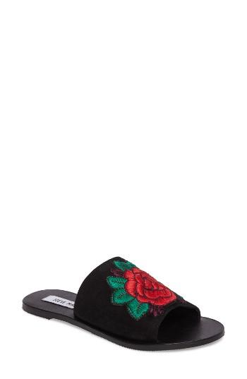 Women's Steve Madden Anne Embroidered Slide Sandal M - Black