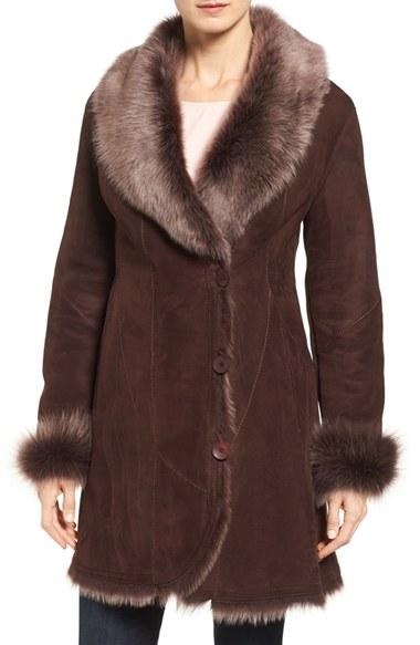 Women's Hide Society Genuine Toscana Shearling Coat - Brown