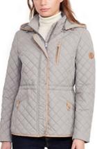 Women's Lauren Ralph Lauren Faux Leather Trim Quilted Anorak - Green