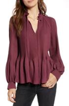 Women's Treasure & Bond Pleated Peasant Top - Red