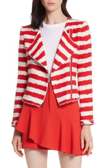 Women's Alice + Olivia Stanton Stripe Tweed Jacket - Red