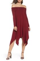 Women's Bcbgmaxazria Off The Shoulder Knit A-line Dress - Red