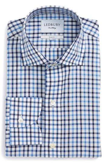 Men's Ledbury The Beecher Slim Fit Gingham Dress Shirt - Blue
