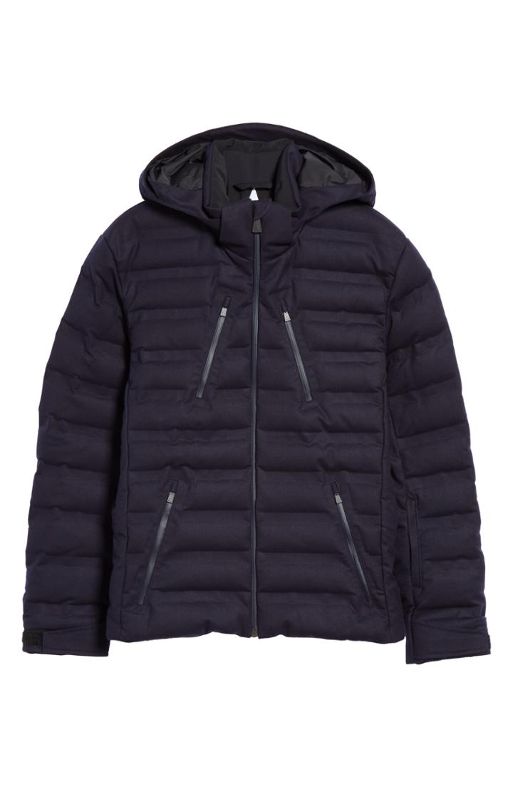 Men's Aztech Mountain Nuke Suit Wool Blend Hooded Down Jacket - Blue