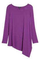 Women's Eileen Fisher Bateau Neck Asymmetrical Jersey Tunic, Size X-small - Purple (regular & ) (online Only)