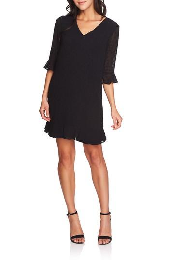 Women's Cece Kate Textured Chiffon Shift Dress - Black