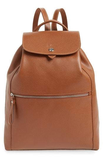 Longchamp Veau Leather Backpack - Brown