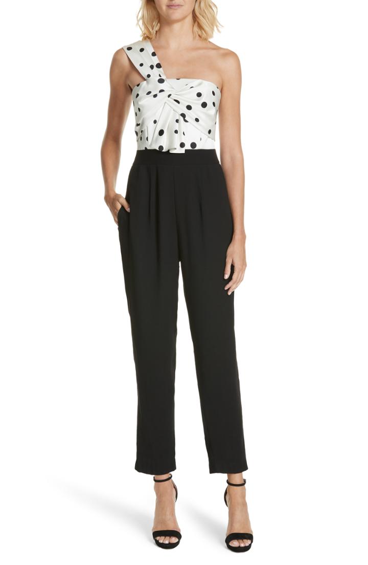 Women's Dolan Flounced Embroidered Jumpsuit - Black