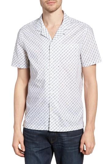 Men's Michael Bastian Slim Fit Print Camp Shirt - White