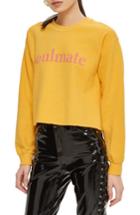 Women's Topshop Soulmate Graphic Crop Sweatshirt - Yellow