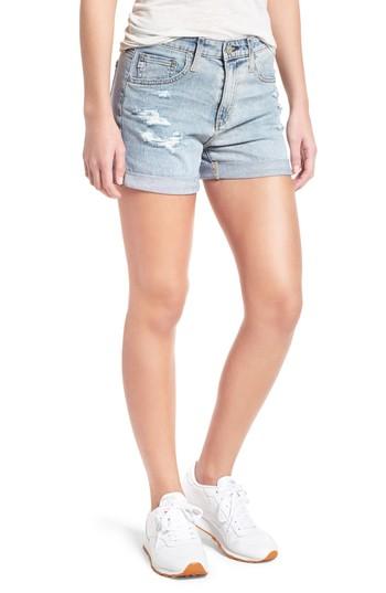 Women's Ag Hailey High Waist Cuff Denim Shorts - Blue