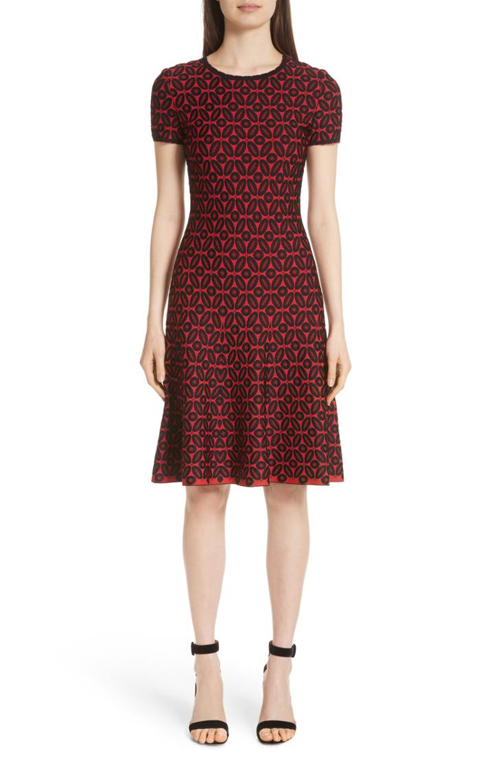 Women's St. John Collection Floral Blister Jacquard Knit Dress
