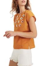 Women's Madewell Embroidered Sunflower Top, Size - Yellow