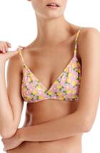 Women's J.crew Lemon Print French Bikini Top, Size - Yellow