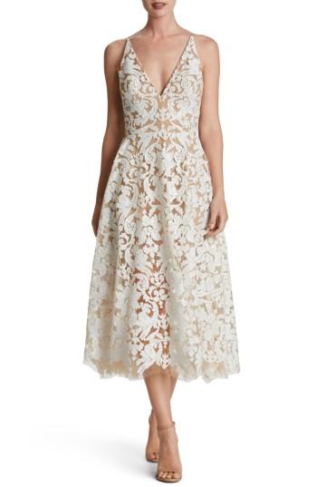 Women's Dress The Population Blair Embellished Fit & Flare Dress - White