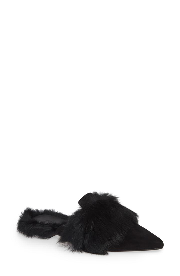 Women's Rebecca Minkoff Rafferty Genuine Rabbit Fur Mule M - Black