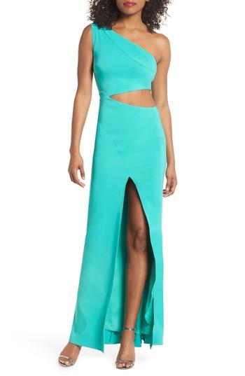 Women's Maria Bianca Nero Cameron One-shoulder Cutout Gown - Green