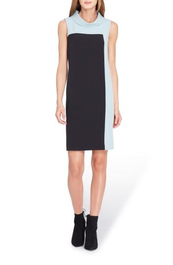 Women's Tahari Mock Neck Colorblock Shift Dress - Black